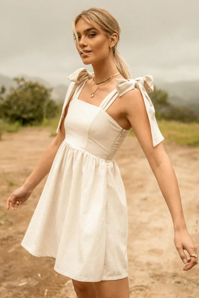 Oaklee Mini Dress In Oatmeal Oatmeal Women Bohme Dresses