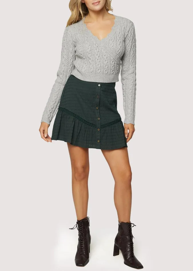 Olivia Wrap Top Heathergrey Women Lost Wander Sweaters