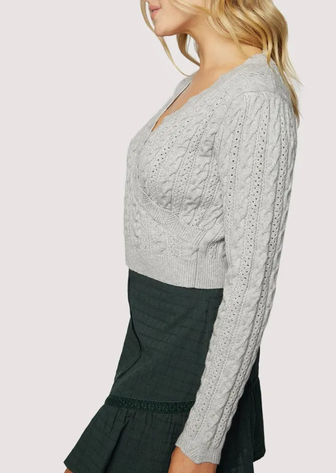 Olivia Wrap Top Heathergrey Women Lost Wander Sweaters