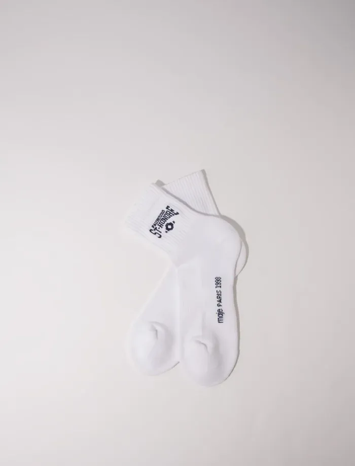 Other Accessories Women Maje Saint Honor Embroidered Socks White