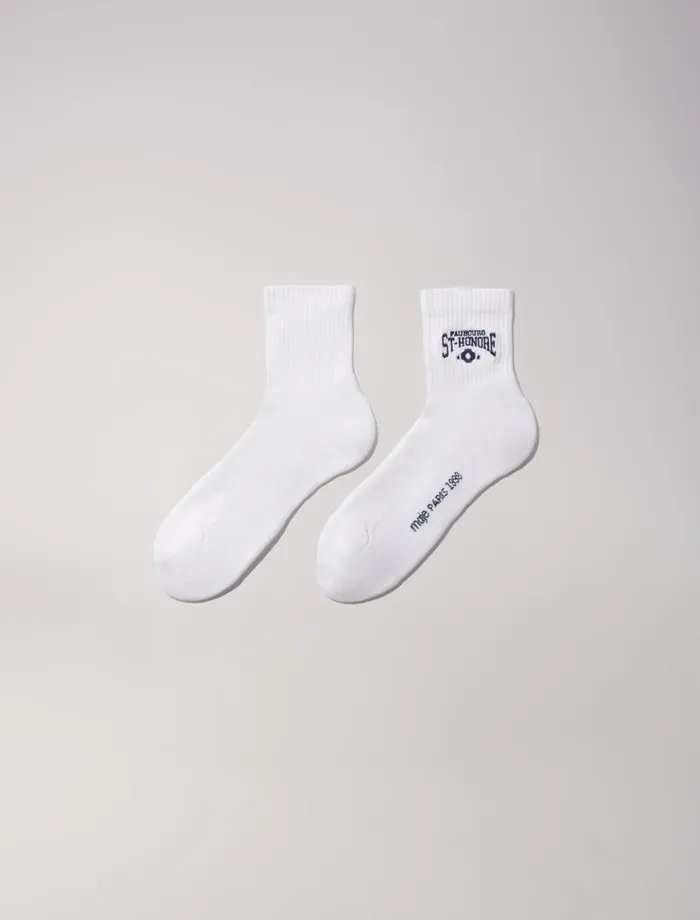 Other Accessories Women Maje Saint Honor Embroidered Socks White