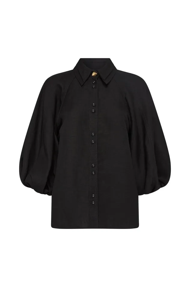 Palms Puff Sleeve Shirt Black Women Aje Tops