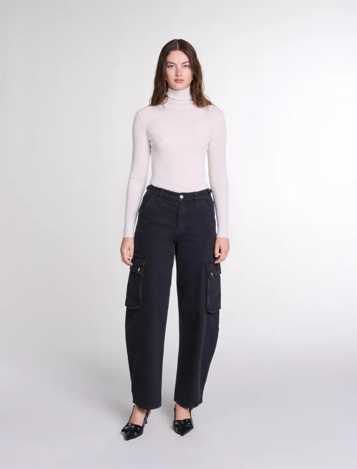 Pants and Jeans Women Maje Cargo Jeans Black