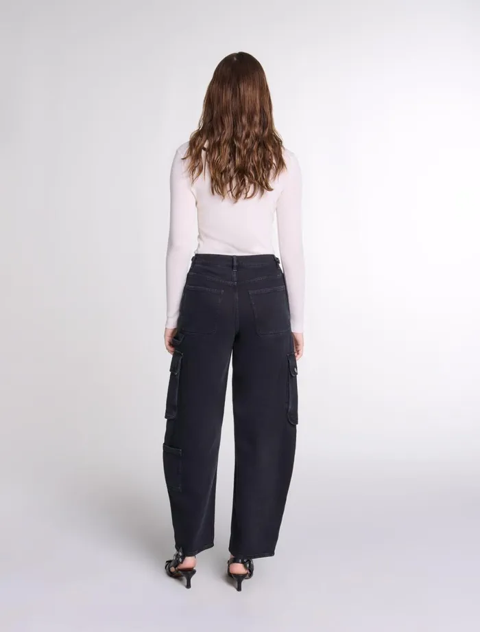 Pants and Jeans Women Maje Cargo Jeans Black