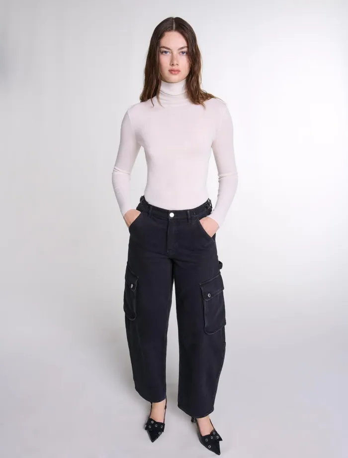 Pants and Jeans Women Maje Cargo Jeans Black