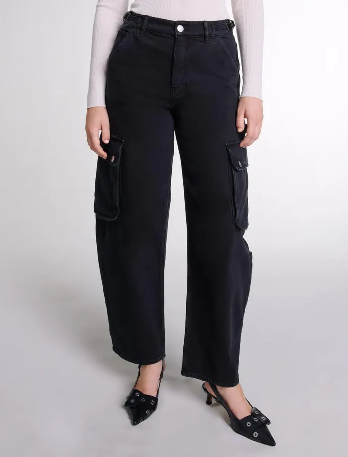 Pants and Jeans Women Maje Cargo Jeans Black