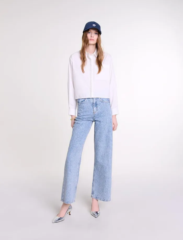 Pants and Jeans Women Maje Rhinestone Xl Jeans Blue