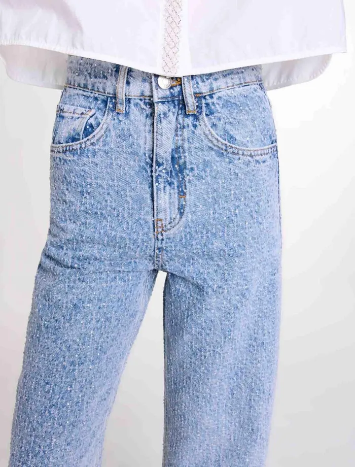 Pants and Jeans Women Maje Rhinestone Xl Jeans Blue