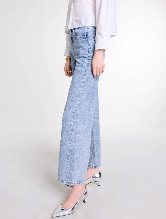 Pants and Jeans Women Maje Rhinestone Xl Jeans Blue
