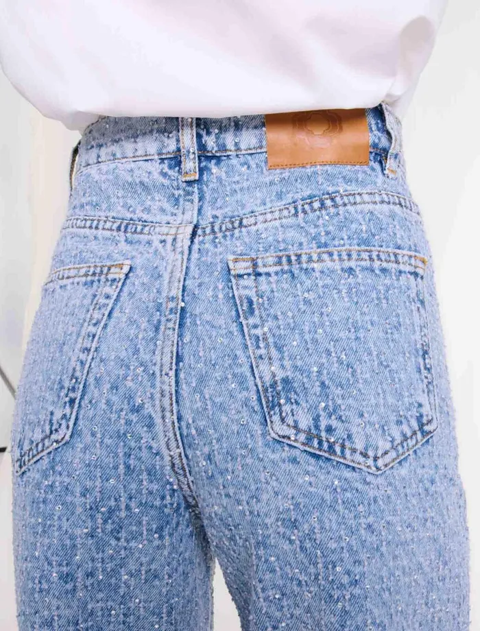 Pants and Jeans Women Maje Rhinestone Xl Jeans Blue