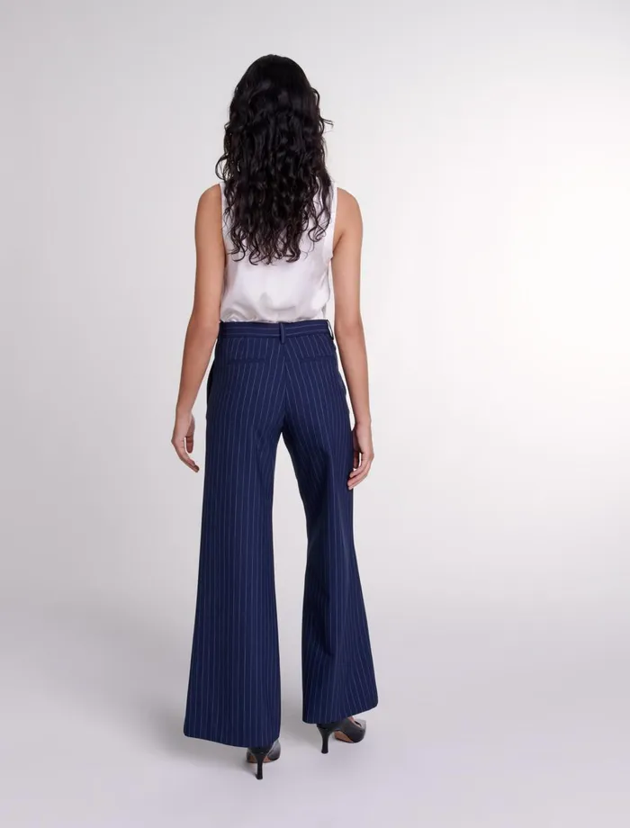 Pants and Jeans Women Maje Striped Trousers Navy Tennis Stripe