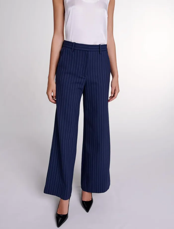 Pants and Jeans Women Maje Striped Trousers Navy Tennis Stripe