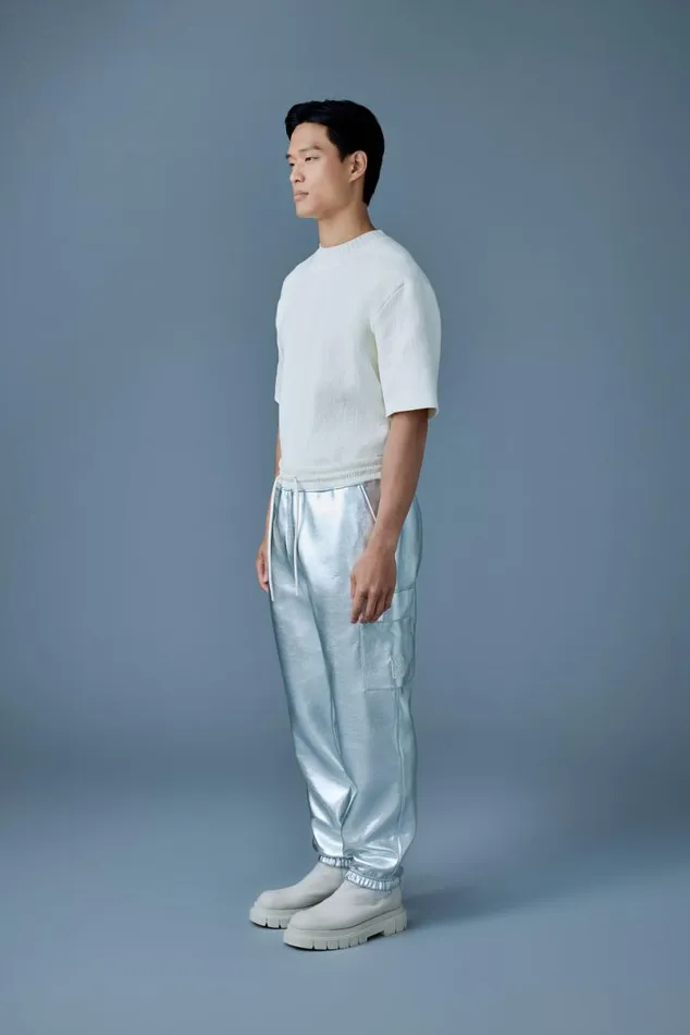 Pants and Shorts Men Mackage MARVINM Metallic Double Face Jersey Sweatpants Silver