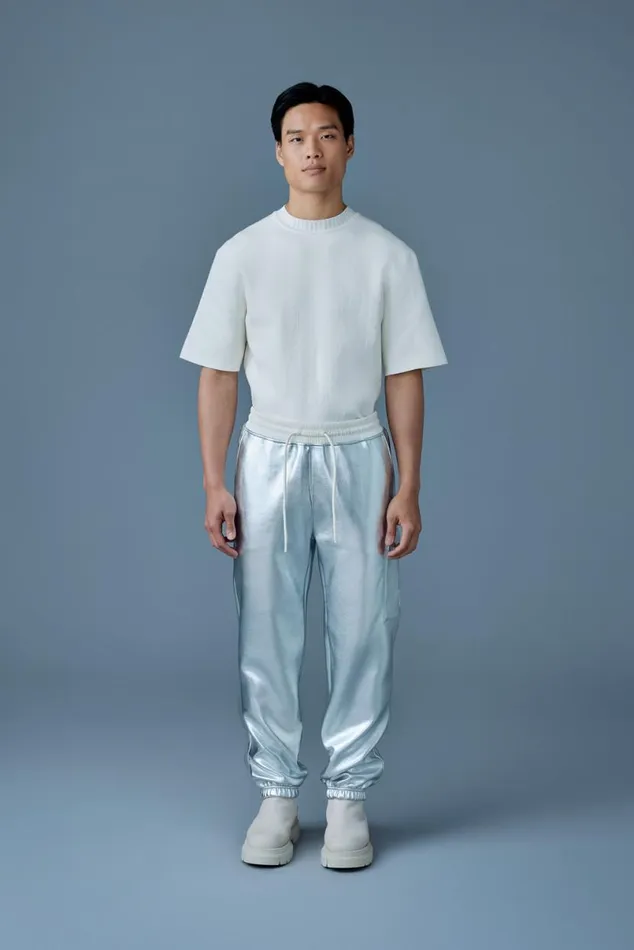 Pants and Shorts Men Mackage MARVINM Metallic Double Face Jersey Sweatpants Silver Pants and Shorts Men Mackage MARVINM Metallic Double Face Jersey Sweatpants Silver