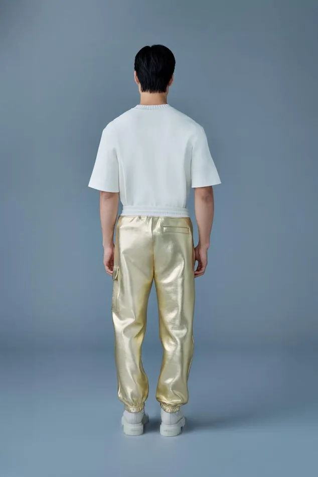 Pants and Shorts Men Mackage MARVINM Metallic Double Face Jersey Sweatpants Silver Pants and Shorts Men Mackage MARVINM Metallic Double Face Jersey Sweatpants Silver