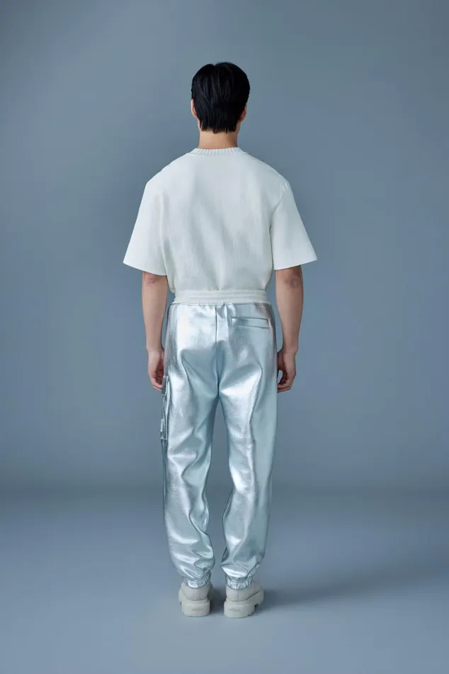 Pants and Shorts Men Mackage MARVINM Metallic Double Face Jersey Sweatpants Silver Pants and Shorts Men Mackage MARVINM Metallic Double Face Jersey Sweatpants Silver