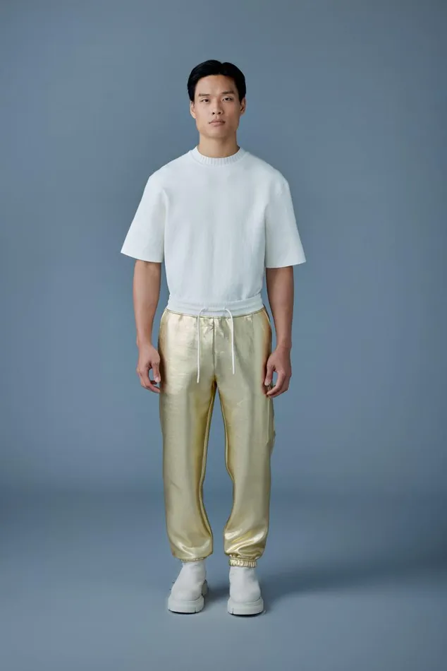 Pants and Shorts Men Mackage MARVINM Metallic Double Face Jersey Sweatpants Silver Pants and Shorts Men Mackage MARVINM Metallic Double Face Jersey Sweatpants Silver