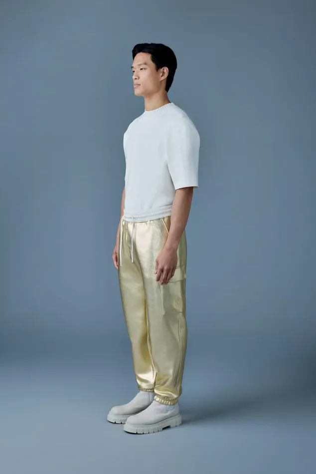 Pants and Shorts Men Mackage MARVINM Metallic Double Face Jersey Sweatpants Silver Pants and Shorts Men Mackage MARVINM Metallic Double Face Jersey Sweatpants Silver