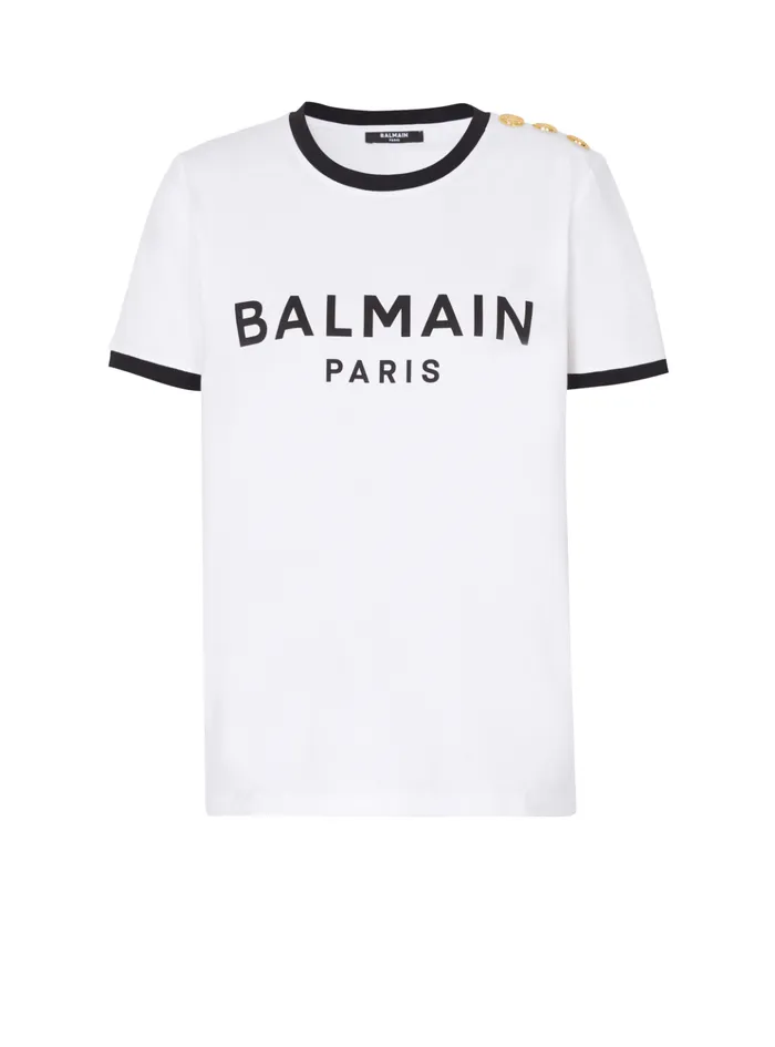 Paris 3button Tshirt Black Women Balmain TShirts
