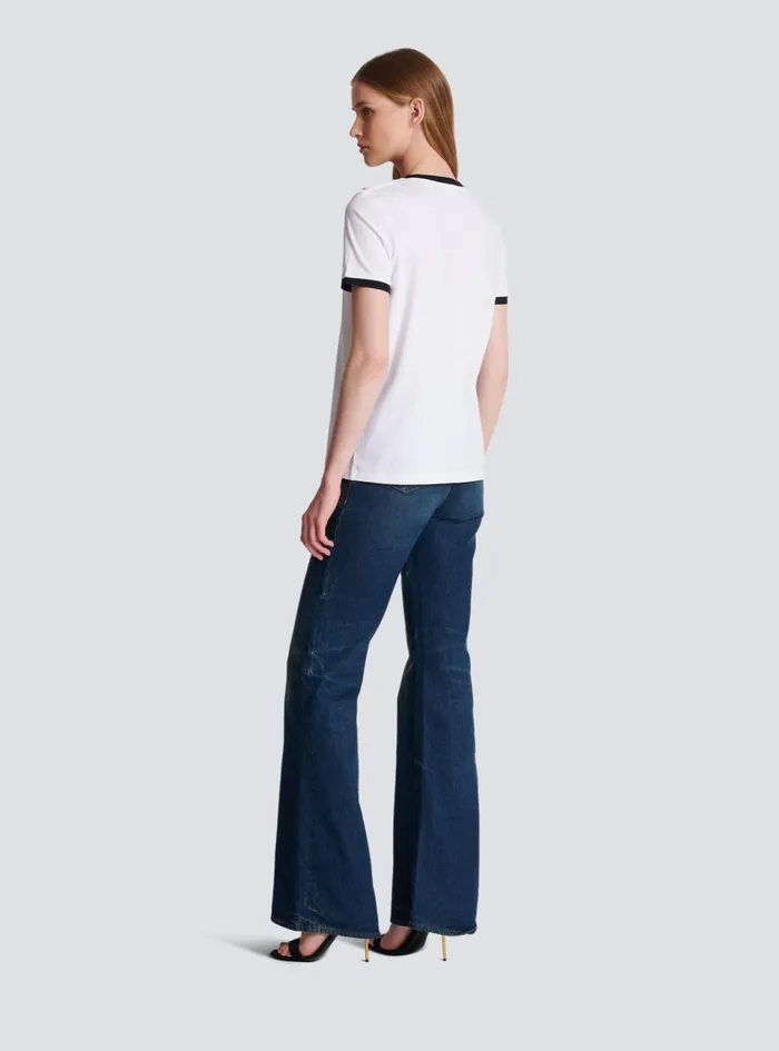 Paris 3button Tshirt Black Women Balmain TShirts