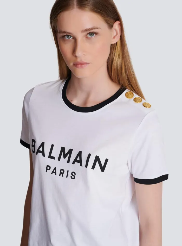Paris 3button Tshirt Black Women Balmain TShirts