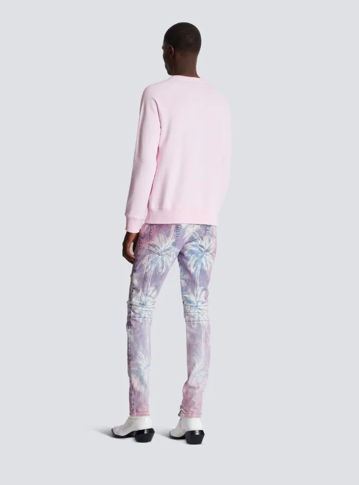 Paris Printed Sweatshirt Pink Men Balmain Sweatshirts