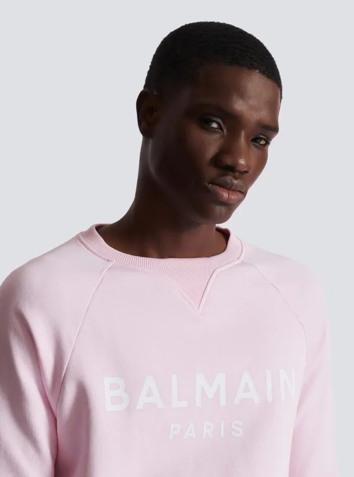 Paris Printed Sweatshirt Pink Men Balmain Sweatshirts