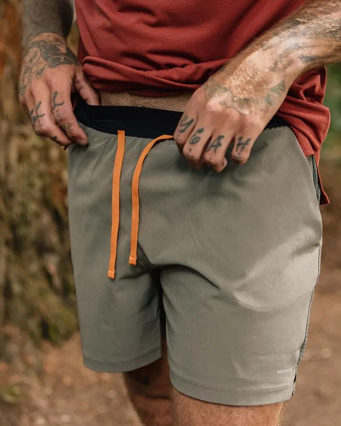 Passenger Clothing Descent Trail Recycled Shorts Dusty Olive Men Activewear