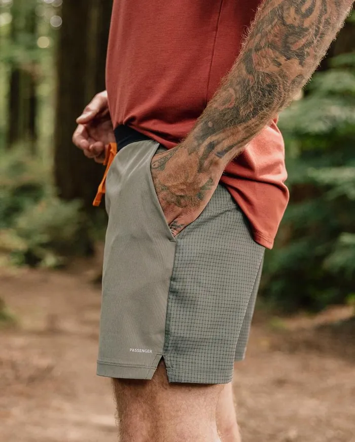 Passenger Clothing Descent Trail Recycled Shorts Dusty Olive Men Activewear