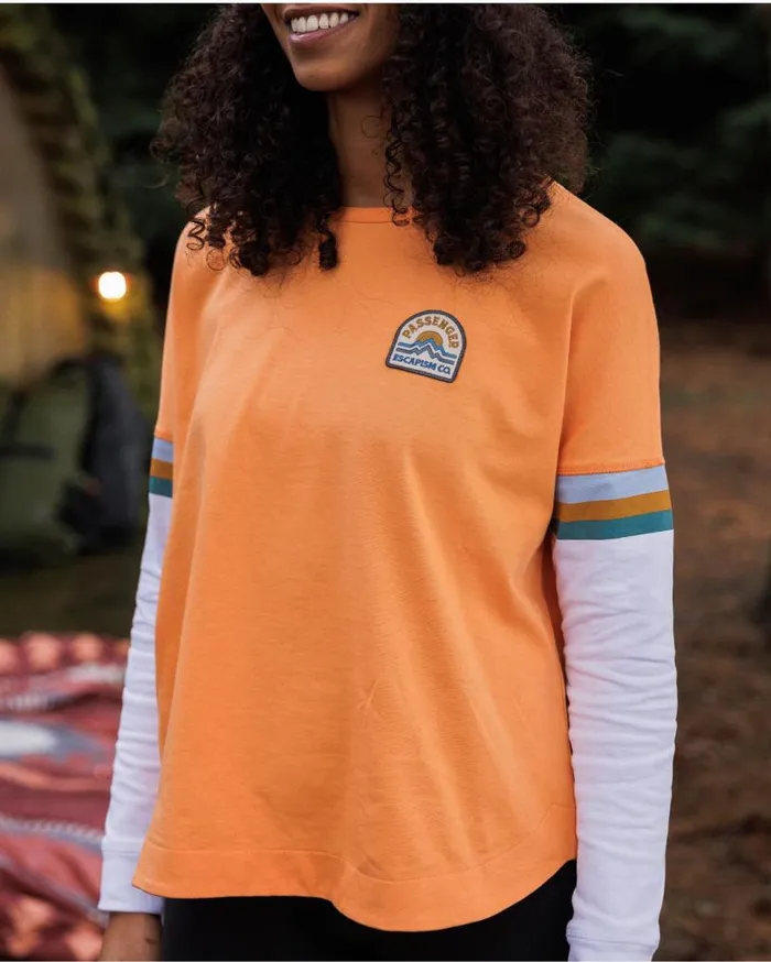 Passenger Clothing Dream Organic Cotton Oversized LS TShirt Apricot Women Tops and TShirts