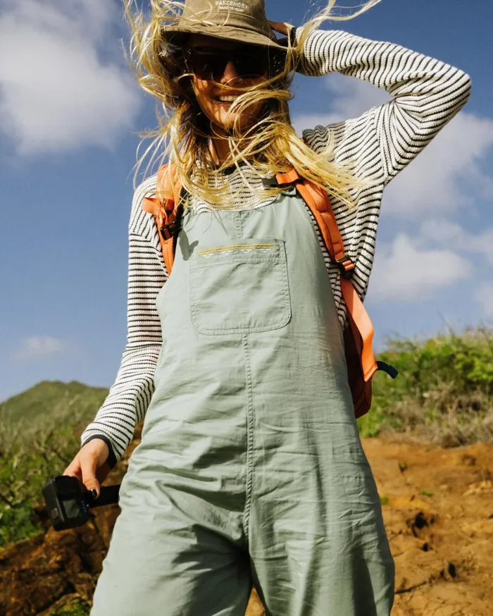 Passenger Clothing Faye Organic Cotton Dungarees Pistachio Women Dungarees and Trousers
