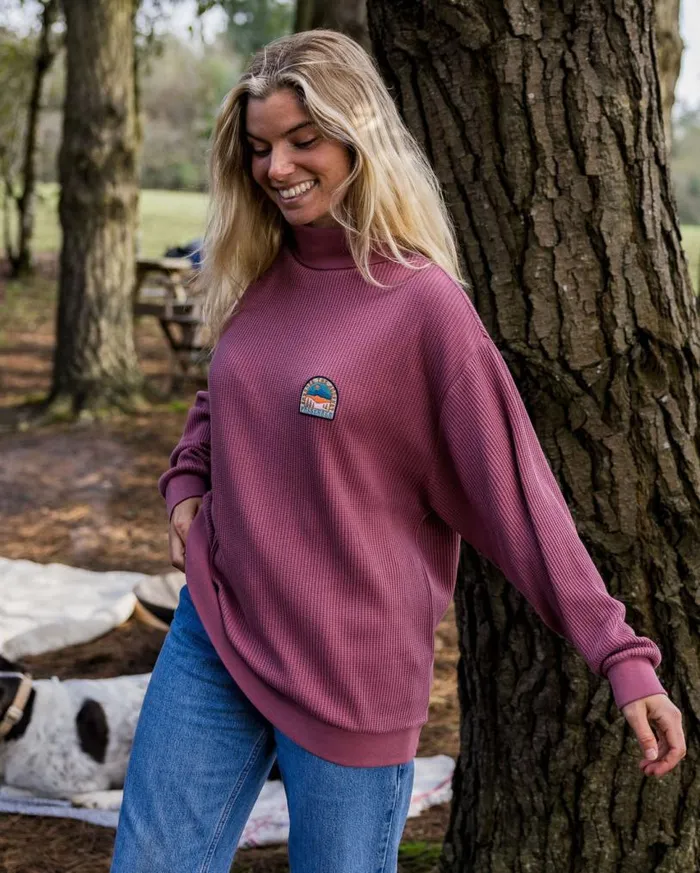 Passenger Clothing Flourish Roll Neck Top Crushed Berry Women Hoodies and Sweatshirts
