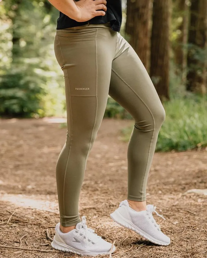 Passenger Clothing Fresh Air 20 Recycled Leggings Dusty Olive Women Activewear