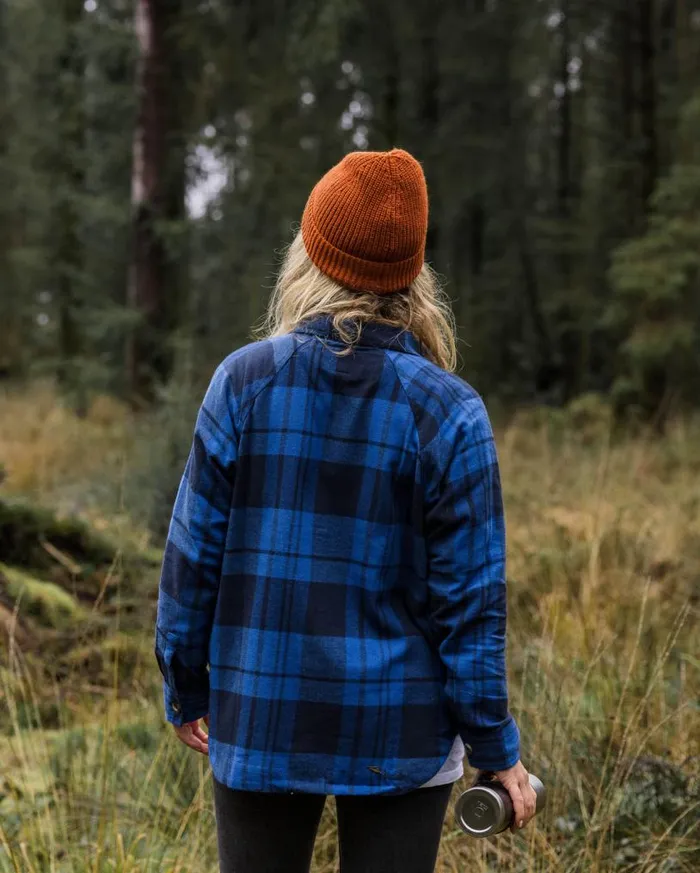 Passenger Clothing Harmony Organic Cotton Check Shirt True Blue Women Shirts