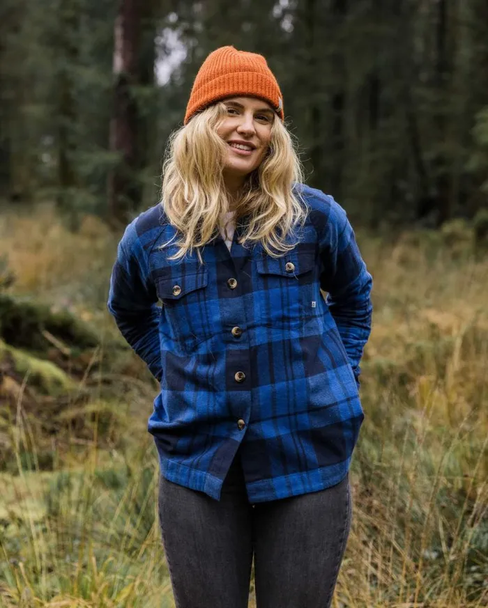 Passenger Clothing Harmony Organic Cotton Check Shirt True Blue Women Shirts