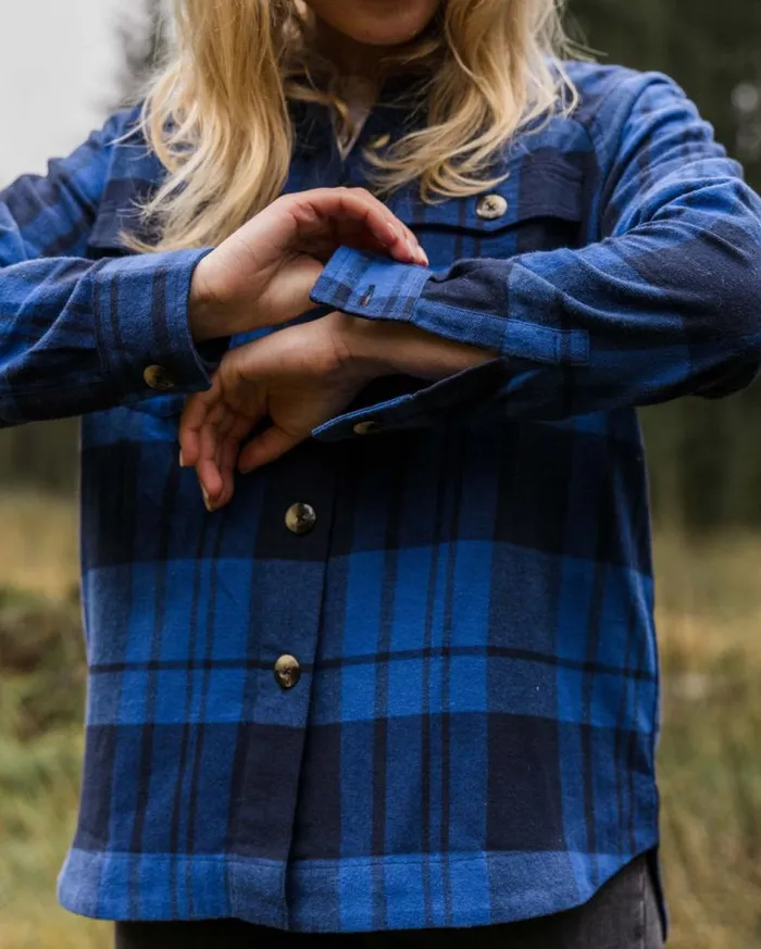 Passenger Clothing Harmony Organic Cotton Check Shirt True Blue Women Shirts