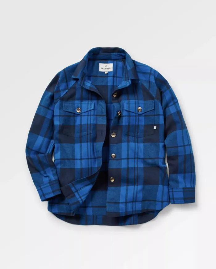 Passenger Clothing Harmony Organic Cotton Check Shirt True Blue Women Shirts