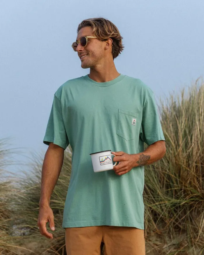 Passenger Clothing Heritage Recycled Cotton Pocket TShirt Mid Sage Men TShirts and Vests