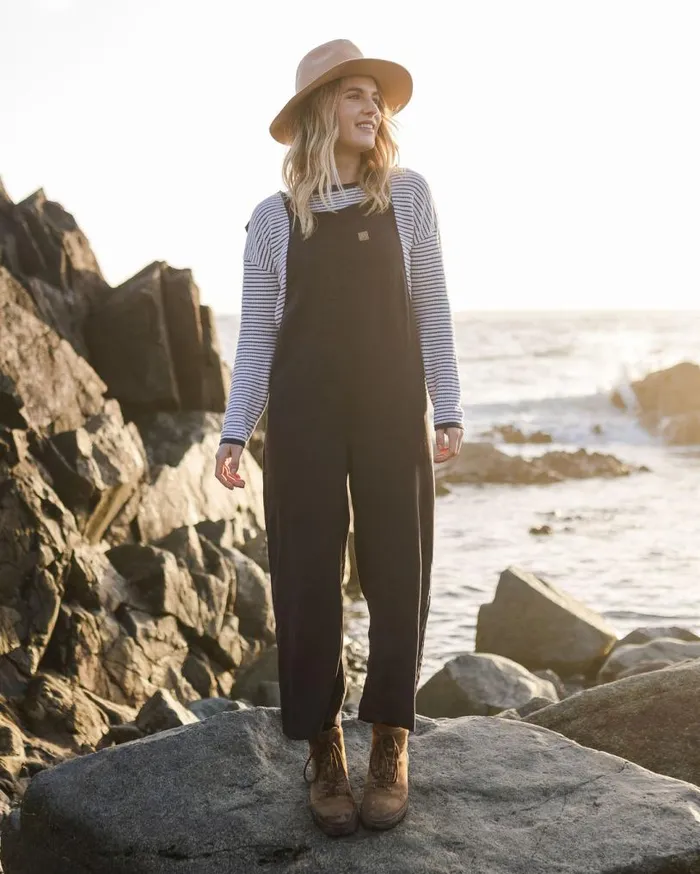 Passenger Clothing Lazy Day Dungarees Faded Black Women Dungarees and Trousers