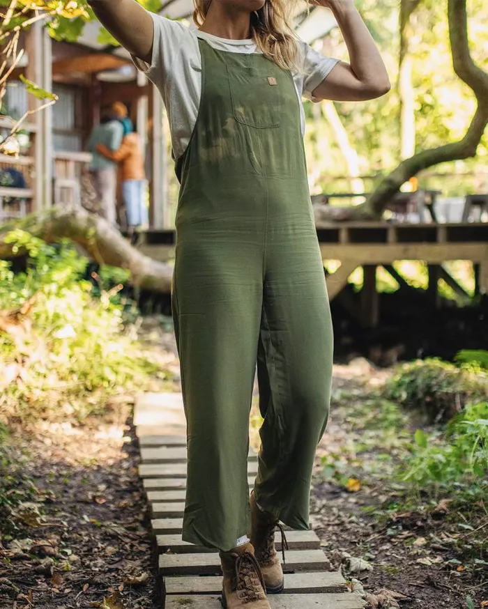 Passenger Clothing Lazy Day Dungarees Khaki Women Dungarees and Trousers