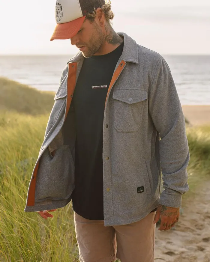 Passenger Clothing Maple Recycled Polar Fleece Shirt Grey Marl Men Shirts