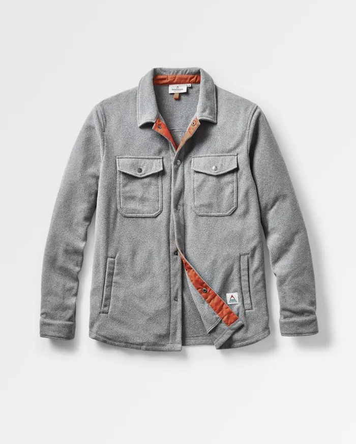 Passenger Clothing Maple Recycled Polar Fleece Shirt Grey Marl Men Shirts