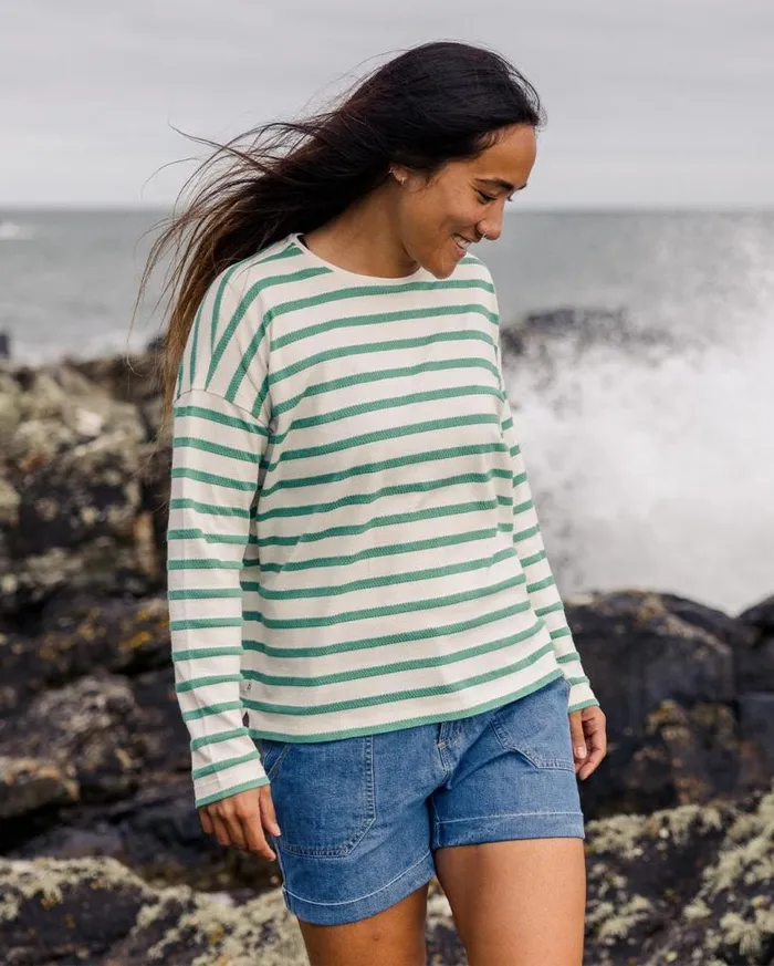 Passenger Clothing Misty Stripe LS TShirt Deep Sea Women Tops and TShirts