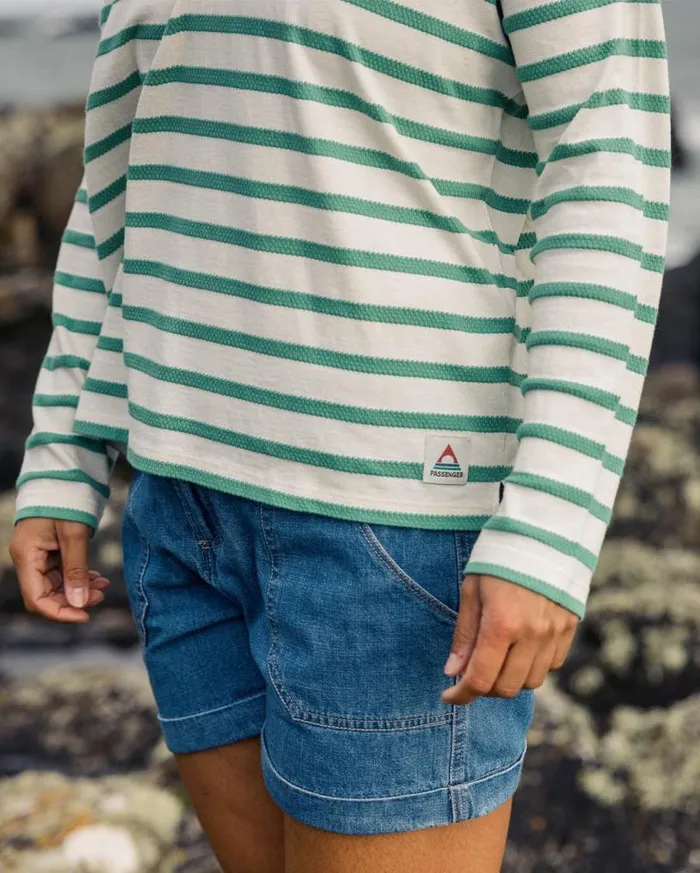 Passenger Clothing Misty Stripe LS TShirt Deep Sea Women Tops and TShirts
