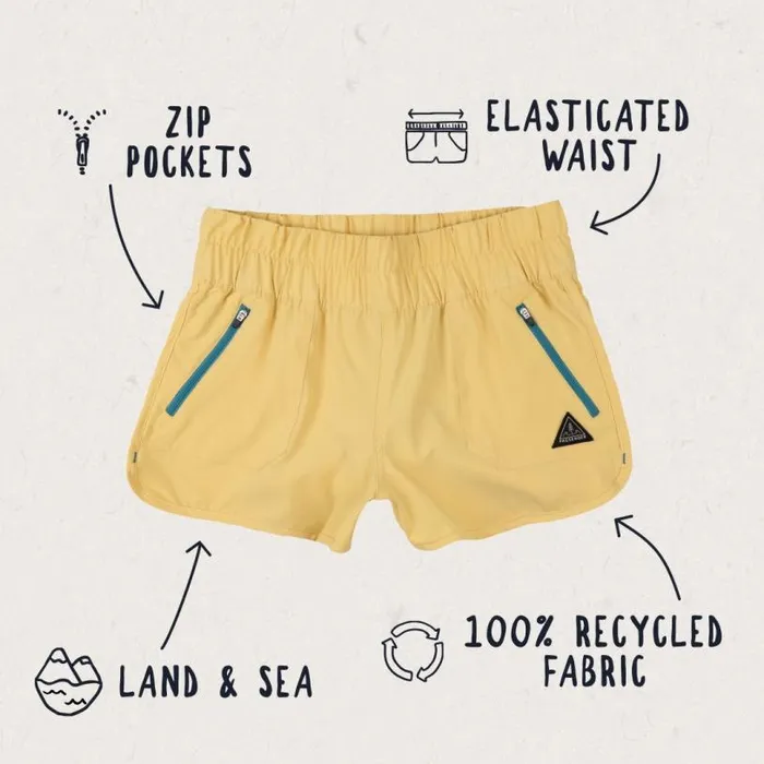 Passenger Clothing Out There Hemp All Purpose Swim Short Pastel Yellow Women Shorts