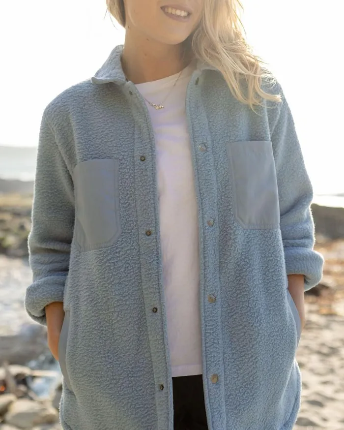 Passenger Clothing Rappel Recycled Sherpa Fleece Oversized Shirt Faded Denim Women Shirts Passenger Clothing Rappel Recycled Sherpa Fleece Oversized Shirt Faded Denim Women Shirts