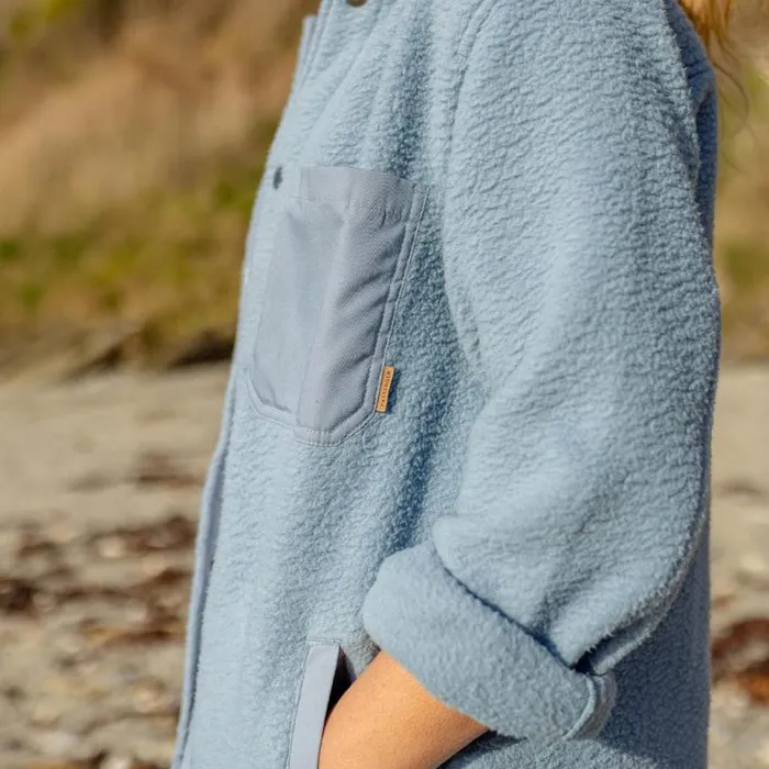 Passenger Clothing Rappel Recycled Sherpa Fleece Oversized Shirt Faded Denim Women Shirts