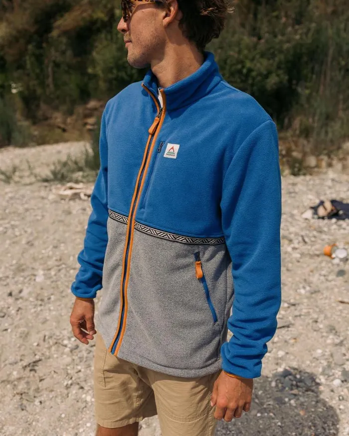 Passenger Clothing Ridge Full Zip Recycled Polar Fleece True Bluegrey Marl Men Fleece