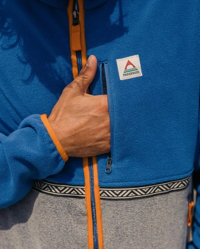 Passenger Clothing Ridge Full Zip Recycled Polar Fleece True Bluegrey Marl Men Fleece