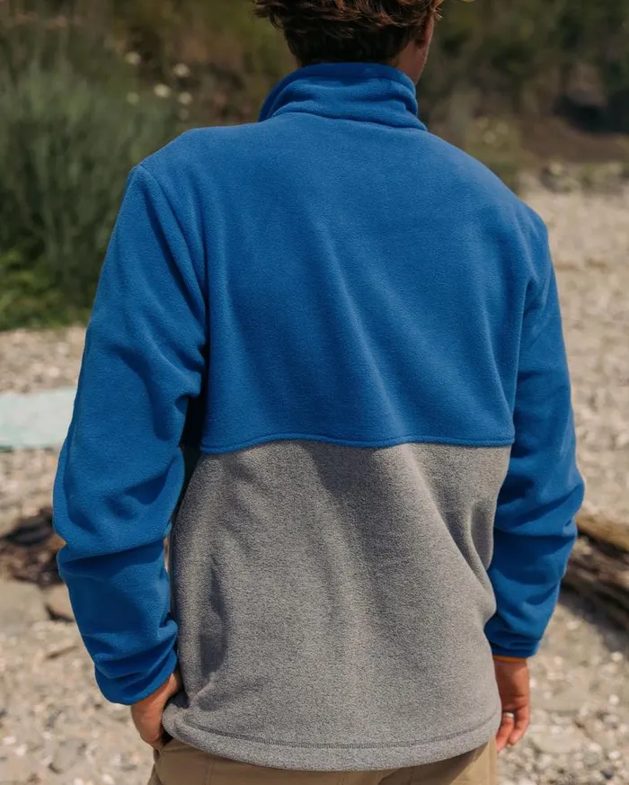 Passenger Clothing Ridge Full Zip Recycled Polar Fleece True Bluegrey Marl Men Fleece